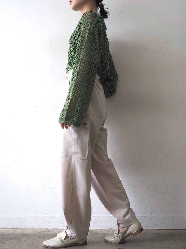 [Pre-order] Mesh short knit pullover/green