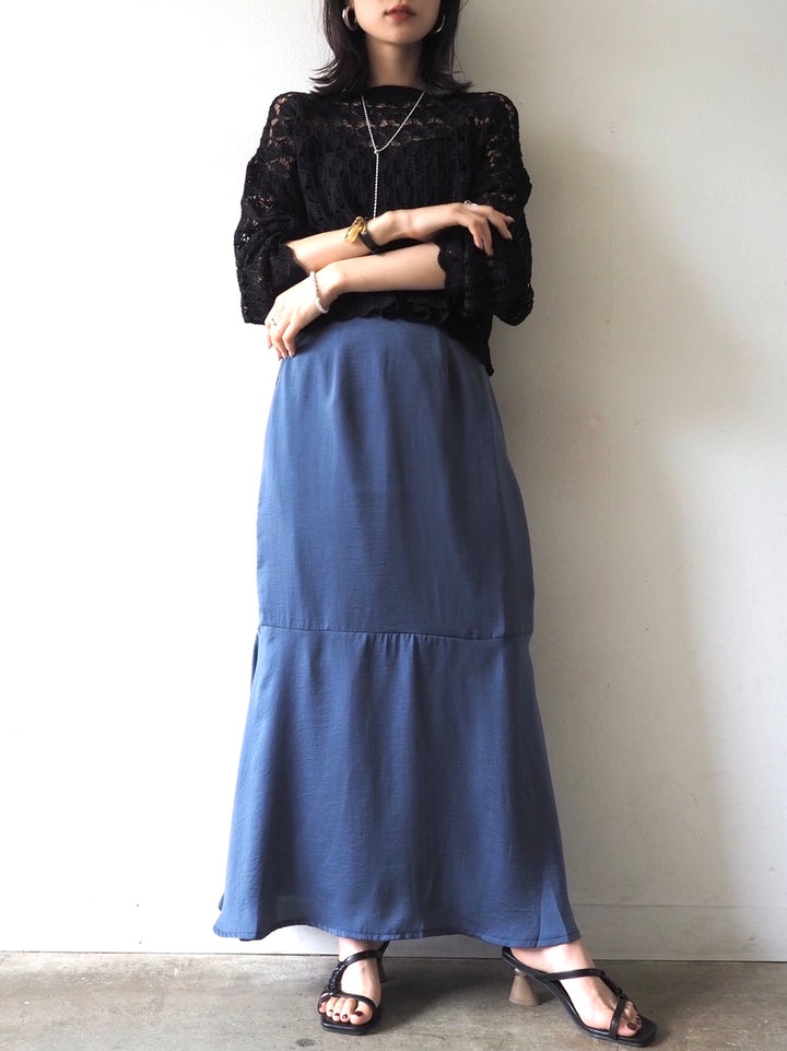 [Pre-order] Vintage Satin Mermaid Skirt/Blue
