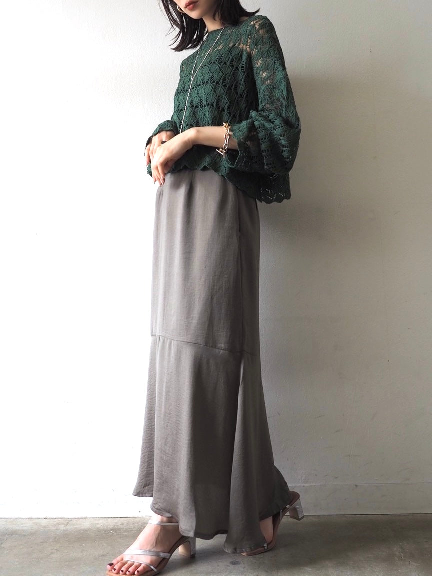 [Pre-order] Vintage Satin Mermaid Skirt/Mocha