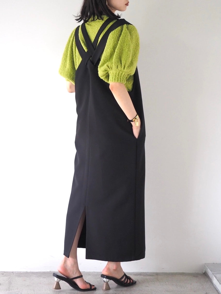 [Pre-order] Volume Sleeve Boucle Knit Top/Green