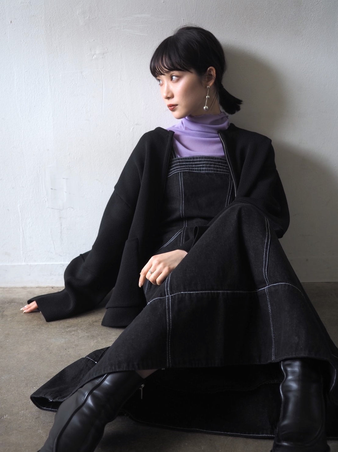 [Pre-order] Zip knit jacket/black
