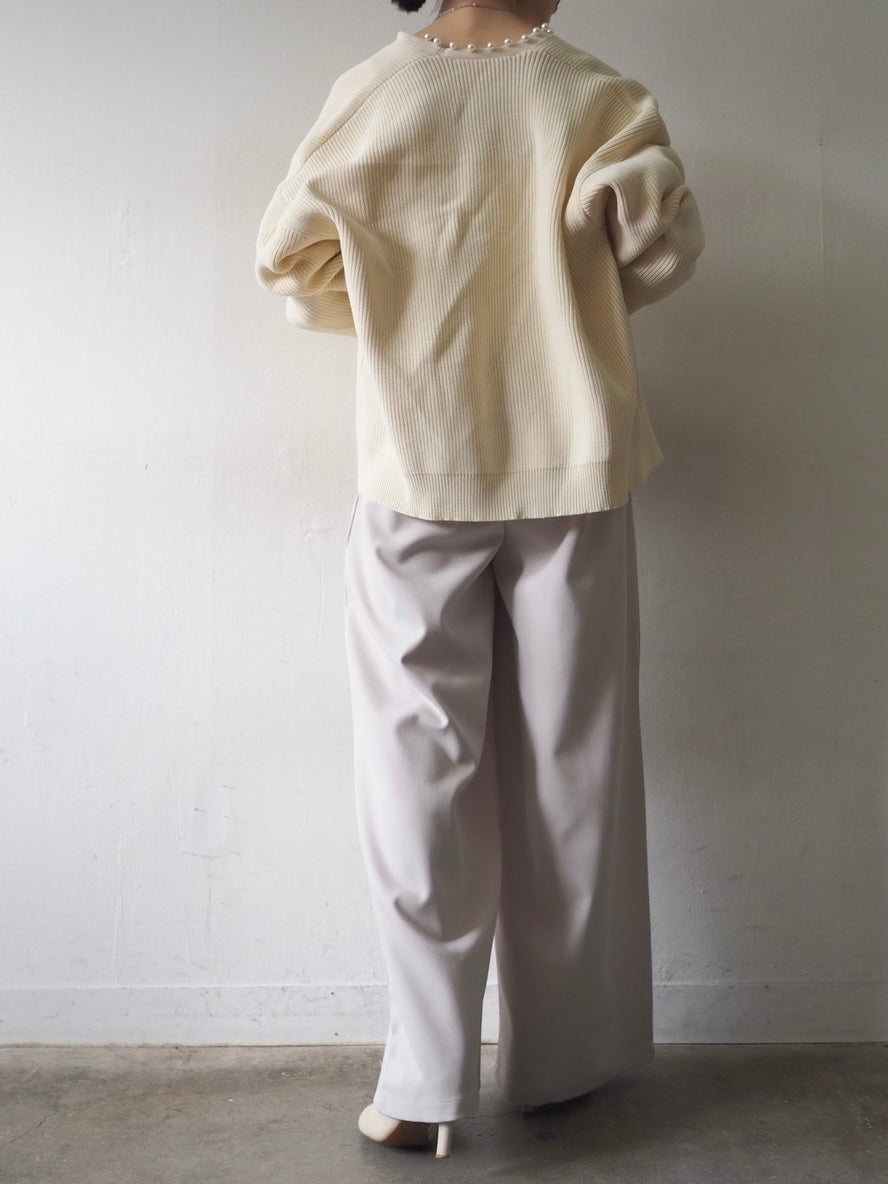 [Pre-order] Tuck design wide pants/ivory