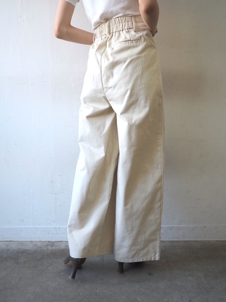 [Pre-order] Cotton twill double tuck wide pants/ivory