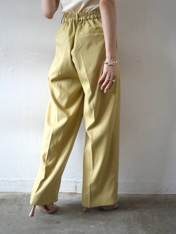 Linen touch double tuck wide pants/yellow