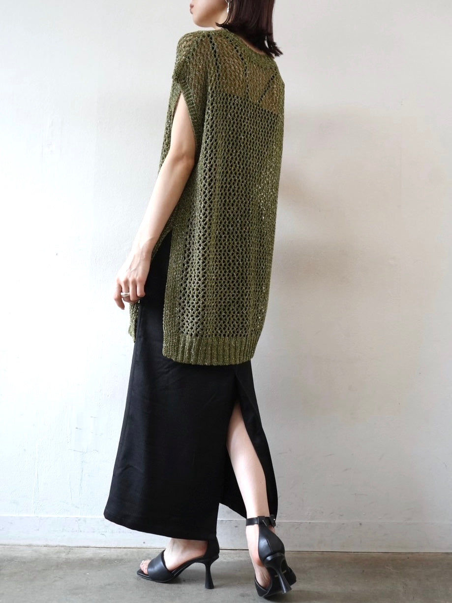 [Pre-order] Linen-touch tight skirt/black