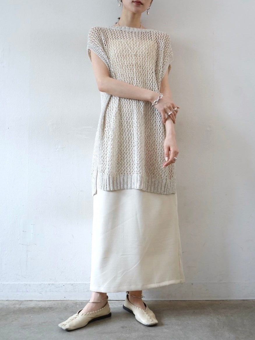[Pre-order] Linen-touch tight skirt/ivory