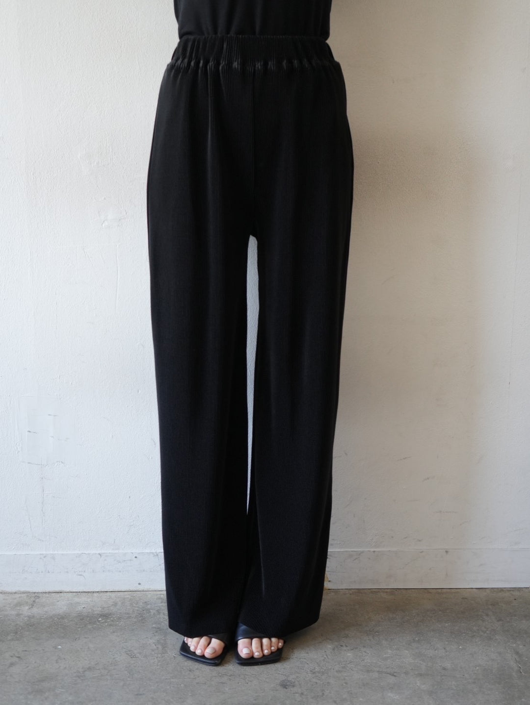Pleated wide pants/black