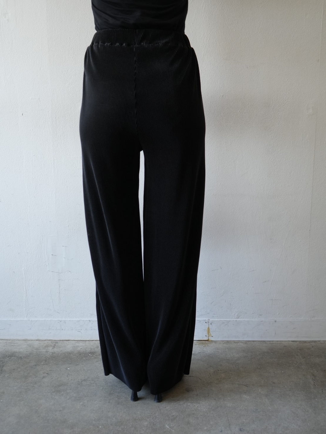 Pleated wide pants/black