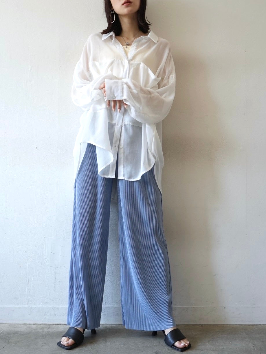 Pleated wide pants/blue