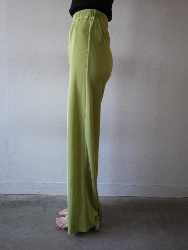 Pleated wide pants/green