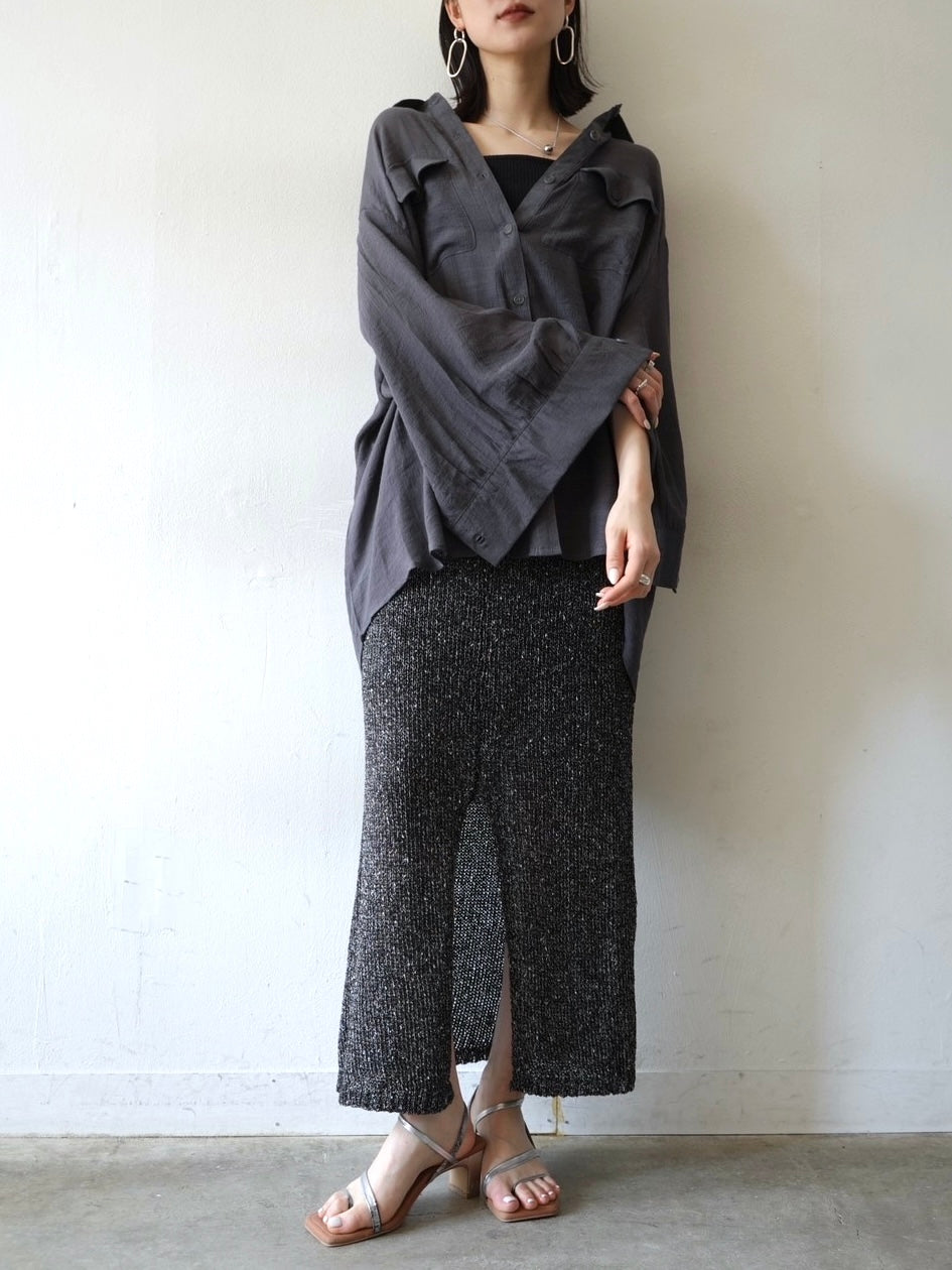 リネン スカート ブラック 予約]リネンタッチネップニットタイトスカート/ブラック – Lumier