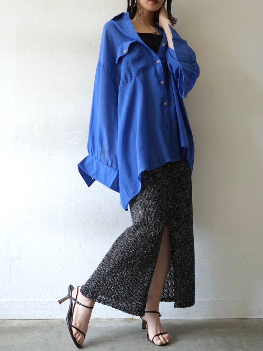 予約]リネンタッチネップニットタイトスカート/ブラック – Lumier