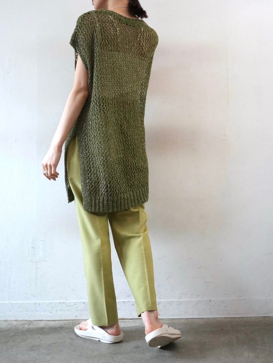 [Pre-order] Mixed Yarn Summer Mesh Knit Tunic/Khaki