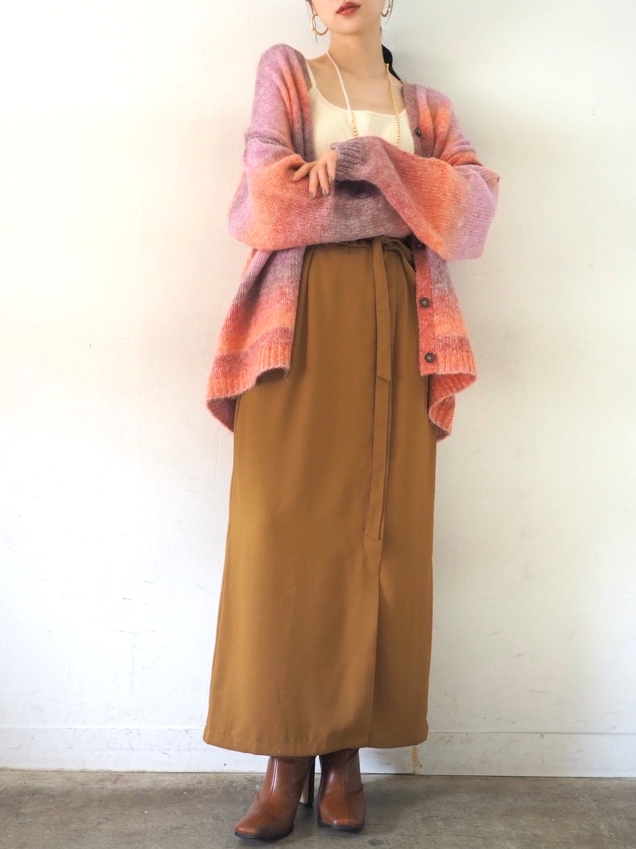 [予約]グラデーションオーバーシャギーニットカーディガン/ピンク