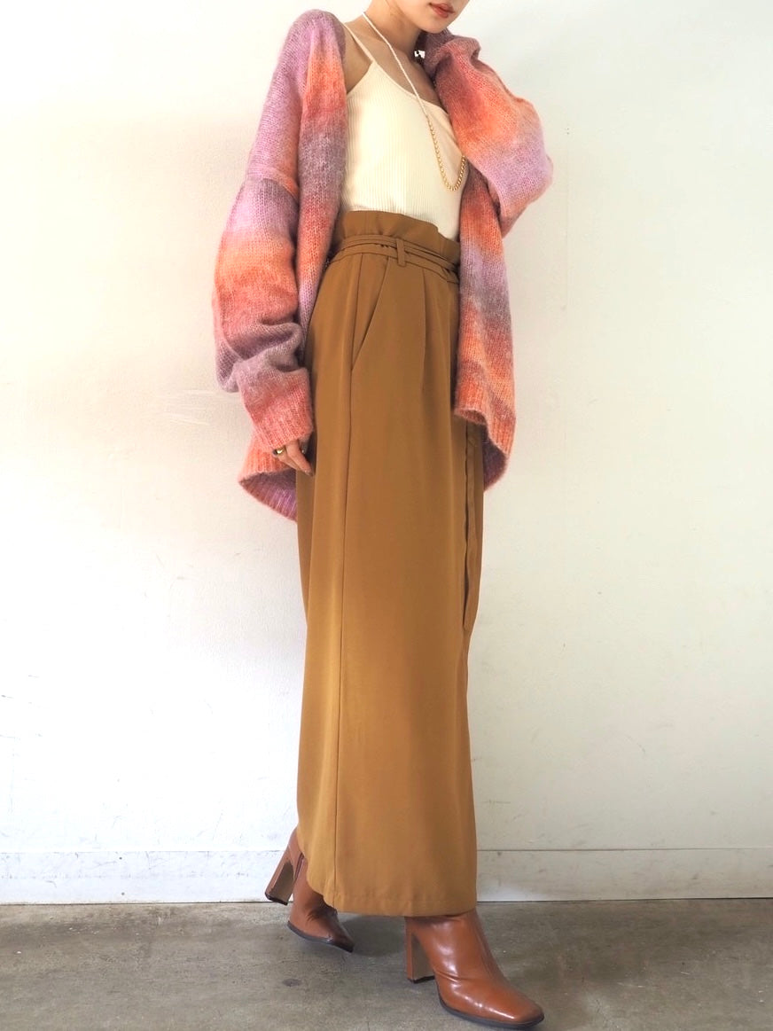 [予約]グラデーションオーバーシャギーニットカーディガン/ピンク