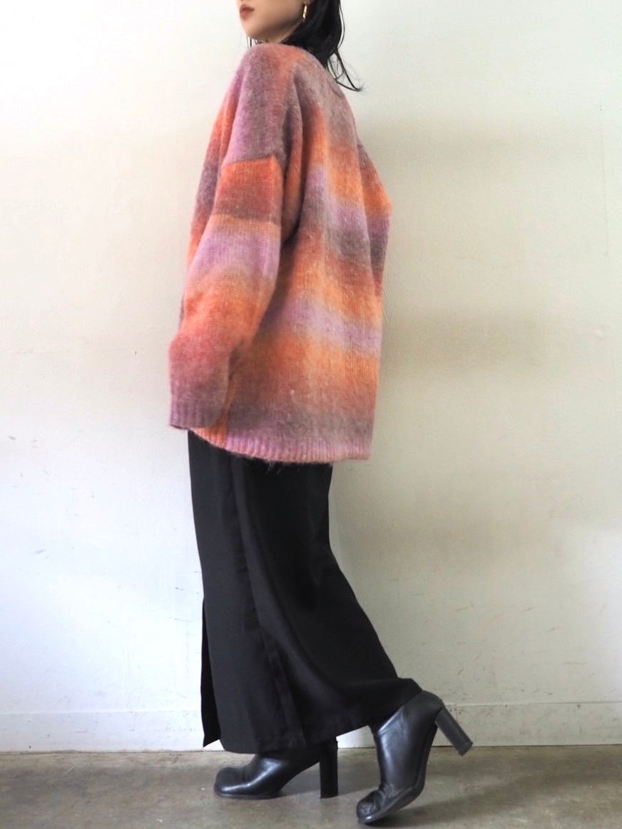 [予約]グラデーションオーバーシャギーニットカーディガン/ピンク