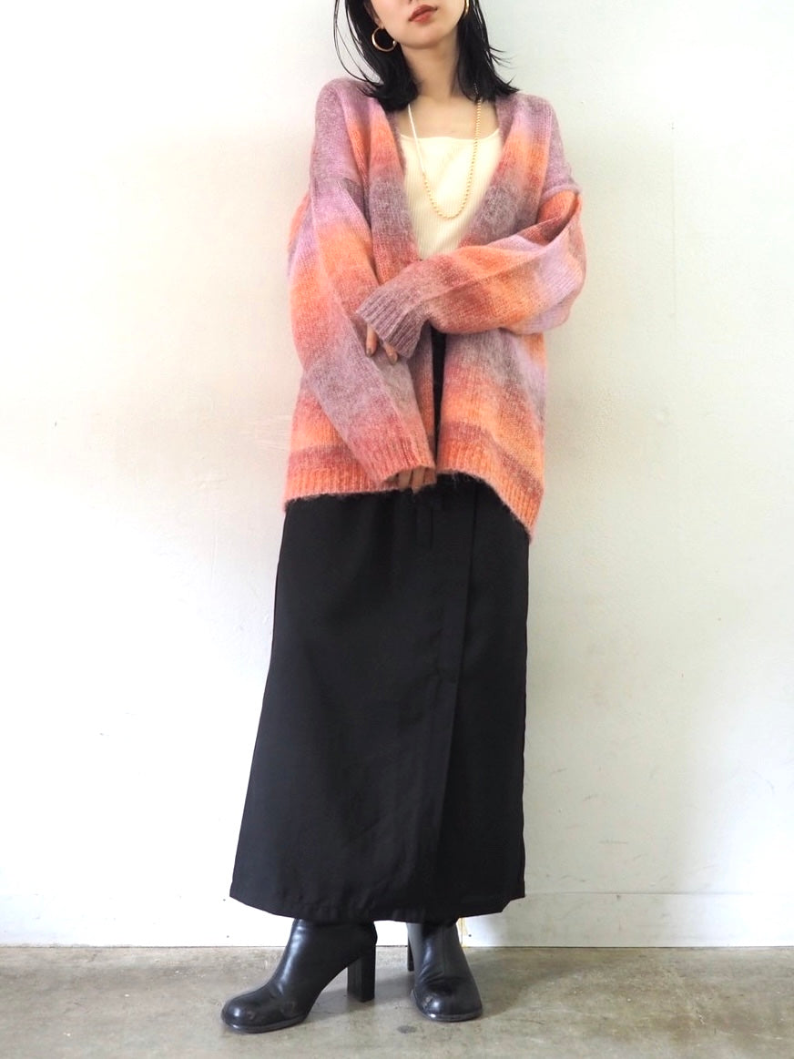 [予約]グラデーションオーバーシャギーニットカーディガン/ピンク