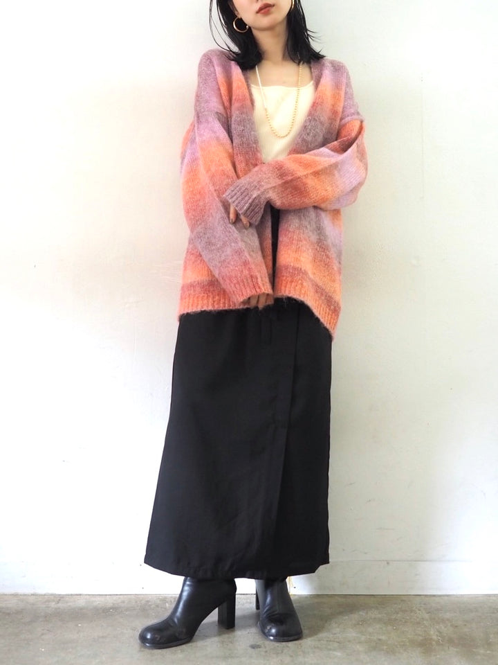 [予約]グラデーションオーバーシャギーニットカーディガン/ピンク