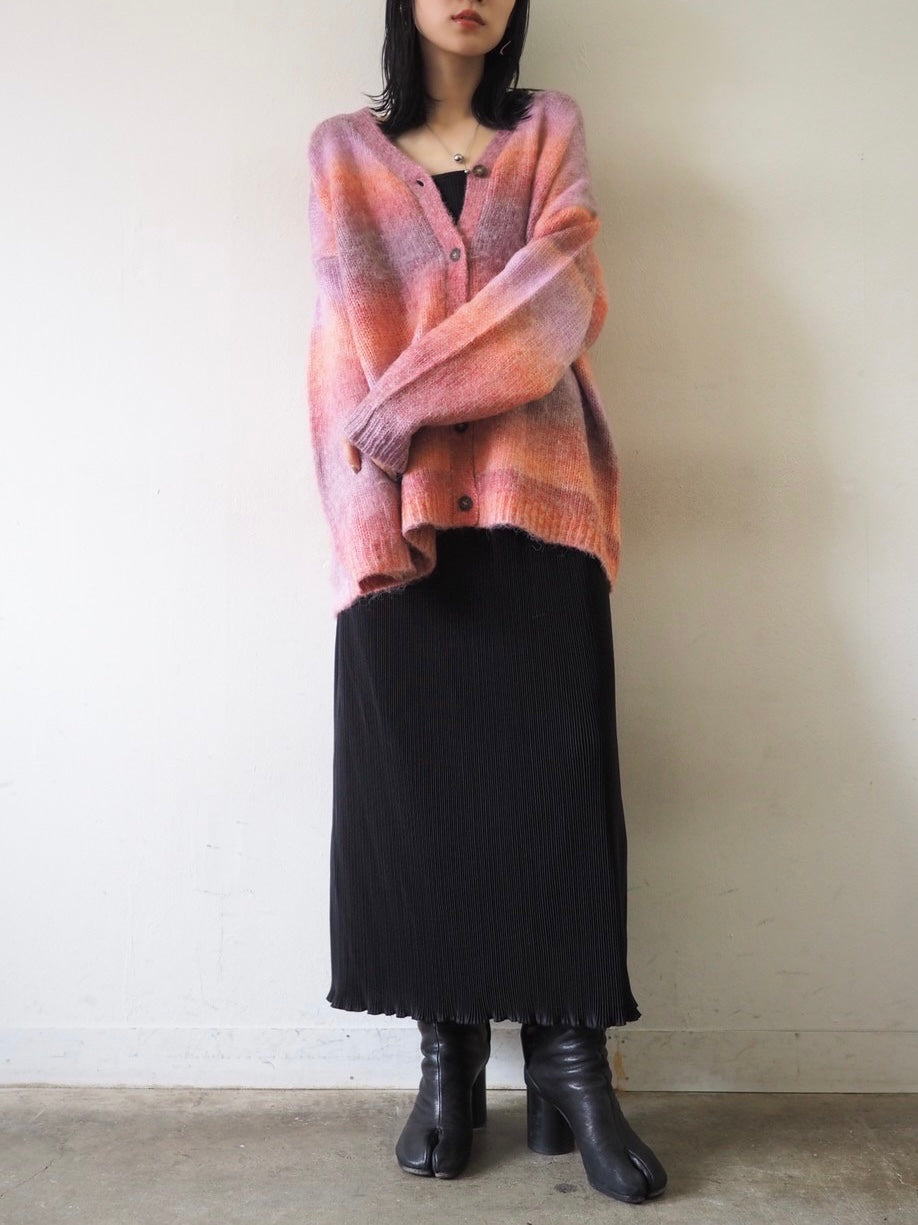 [予約]グラデーションオーバーシャギーニットカーディガン/ピンク