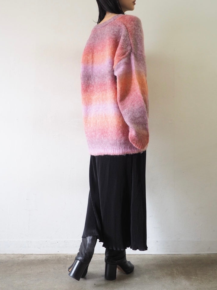 [予約]グラデーションオーバーシャギーニットカーディガン/ピンク