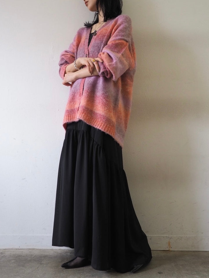 [予約]グラデーションオーバーシャギーニットカーディガン/ピンク