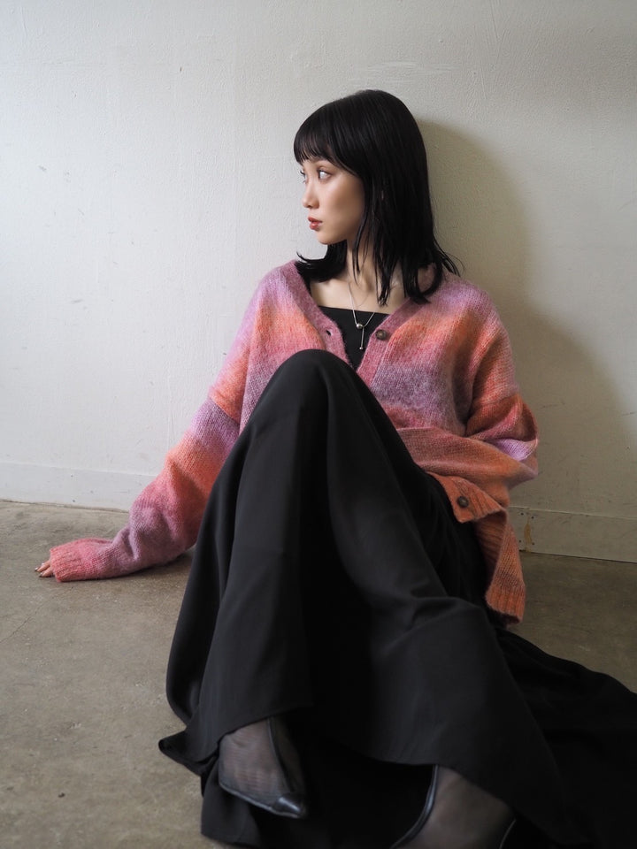 [予約]グラデーションオーバーシャギーニットカーディガン/ピンク