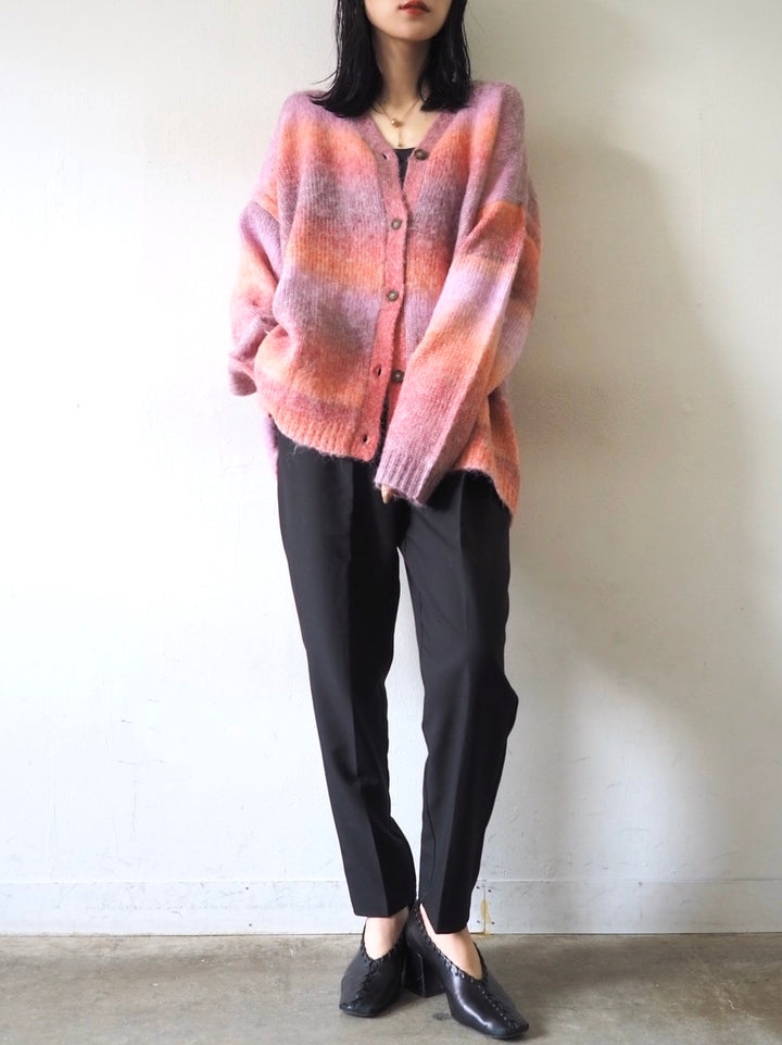 [予約]グラデーションオーバーシャギーニットカーディガン/ピンク