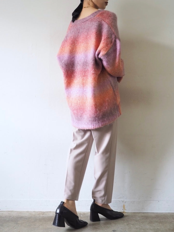 [予約]グラデーションオーバーシャギーニットカーディガン/ピンク