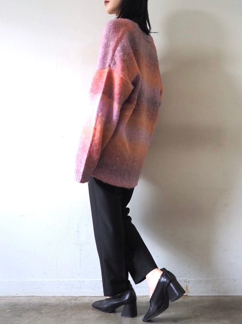 [予約]グラデーションオーバーシャギーニットカーディガン/ピンク