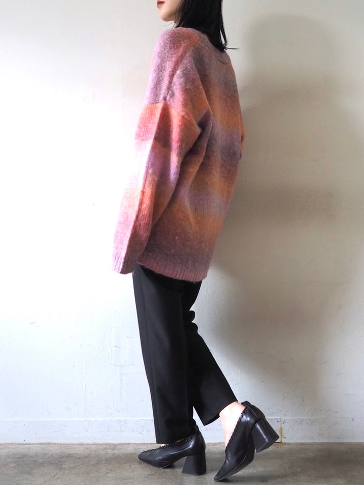 [予約]グラデーションオーバーシャギーニットカーディガン/ピンク