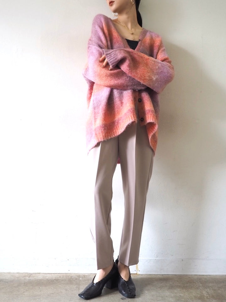 [予約]グラデーションオーバーシャギーニットカーディガン/ピンク