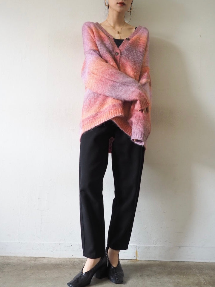 [予約]グラデーションオーバーシャギーニットカーディガン/ピンク