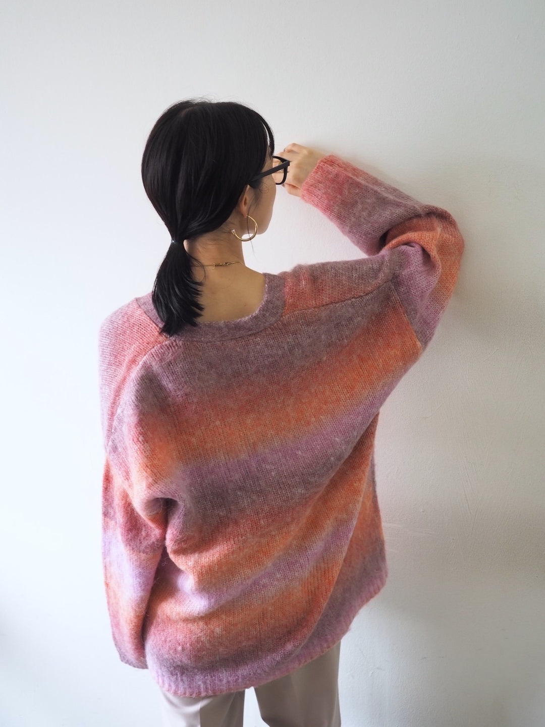 [予約]グラデーションオーバーシャギーニットカーディガン/ピンク