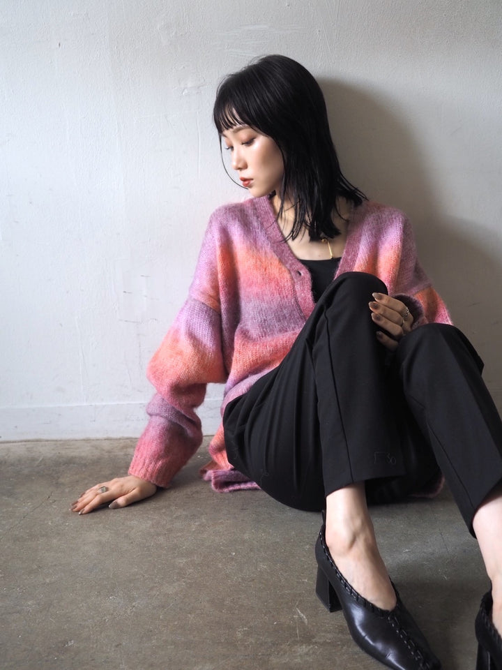 [予約]グラデーションオーバーシャギーニットカーディガン/ピンク