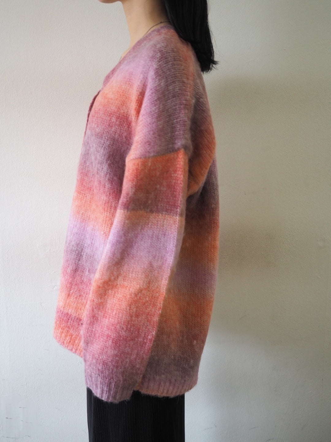 [予約]グラデーションオーバーシャギーニットカーディガン/ピンク