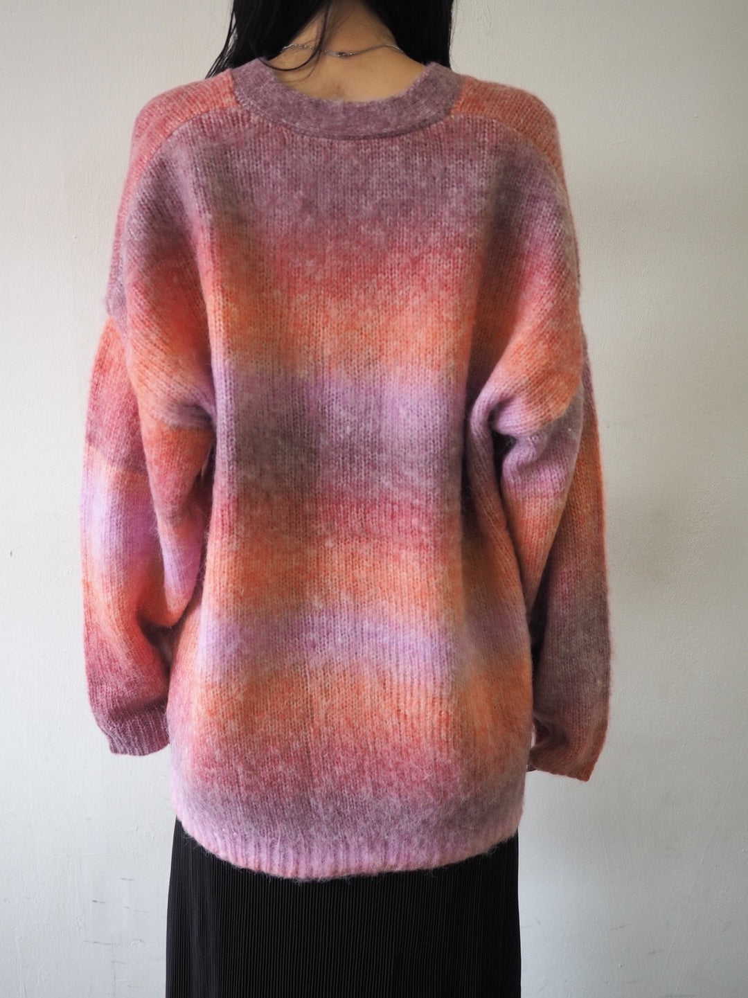 [予約]グラデーションオーバーシャギーニットカーディガン/ピンク