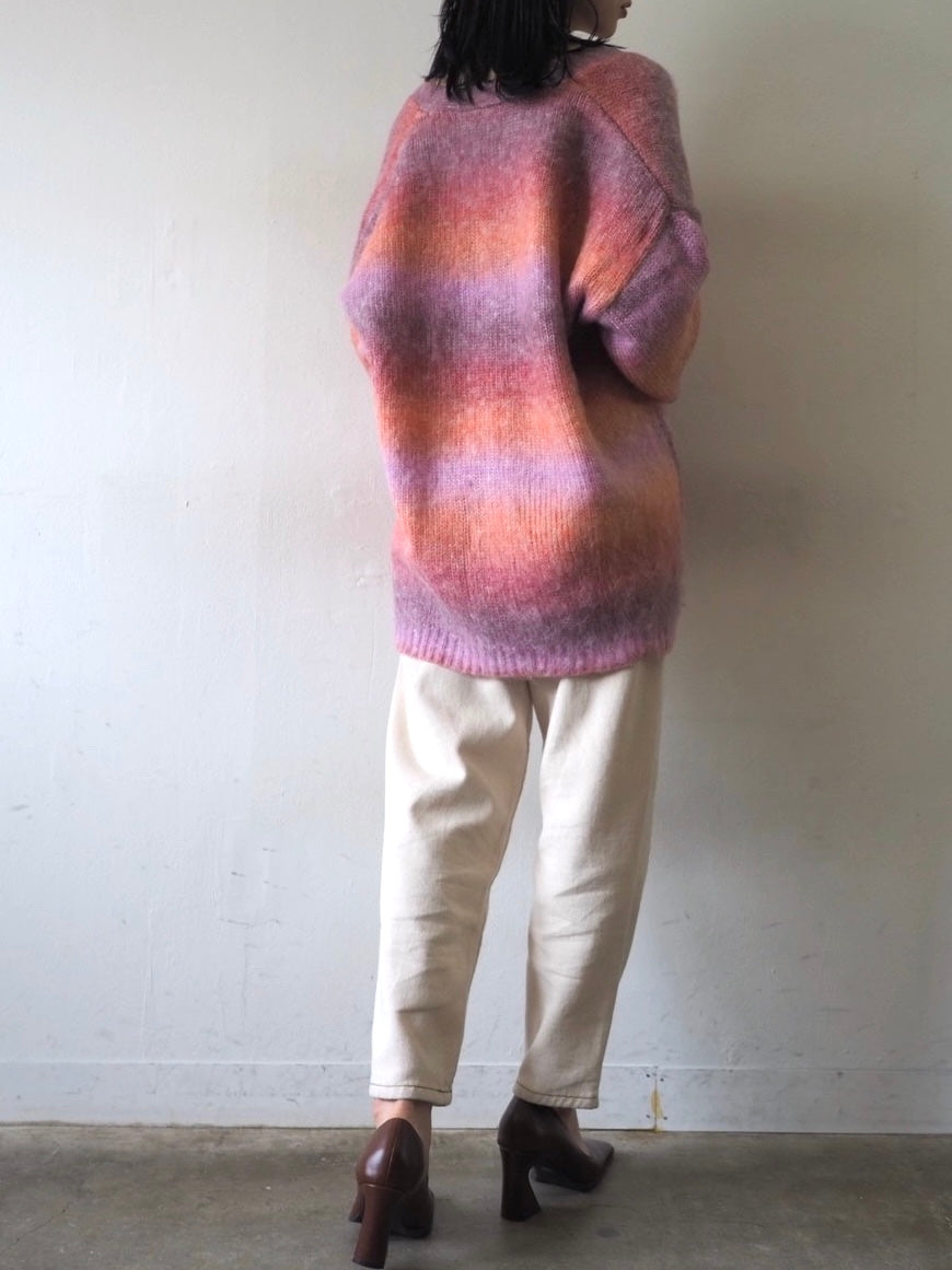 [予約]グラデーションオーバーシャギーニットカーディガン/ピンク