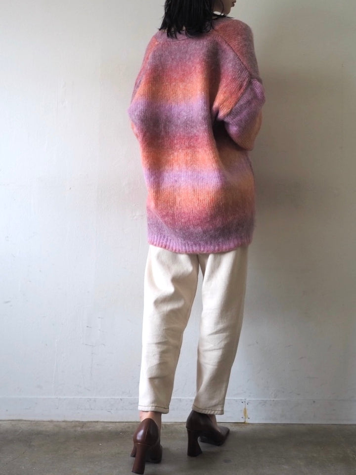 [予約]グラデーションオーバーシャギーニットカーディガン/ピンク