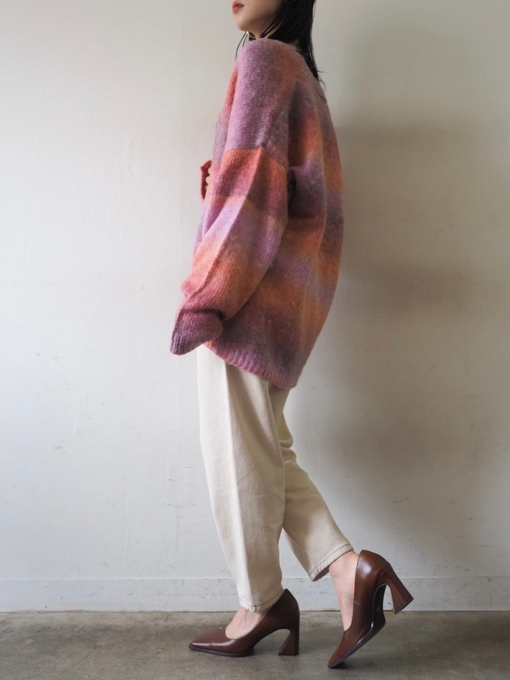 [予約]グラデーションオーバーシャギーニットカーディガン/ピンク