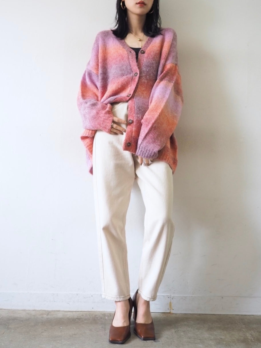 [予約]グラデーションオーバーシャギーニットカーディガン/ピンク