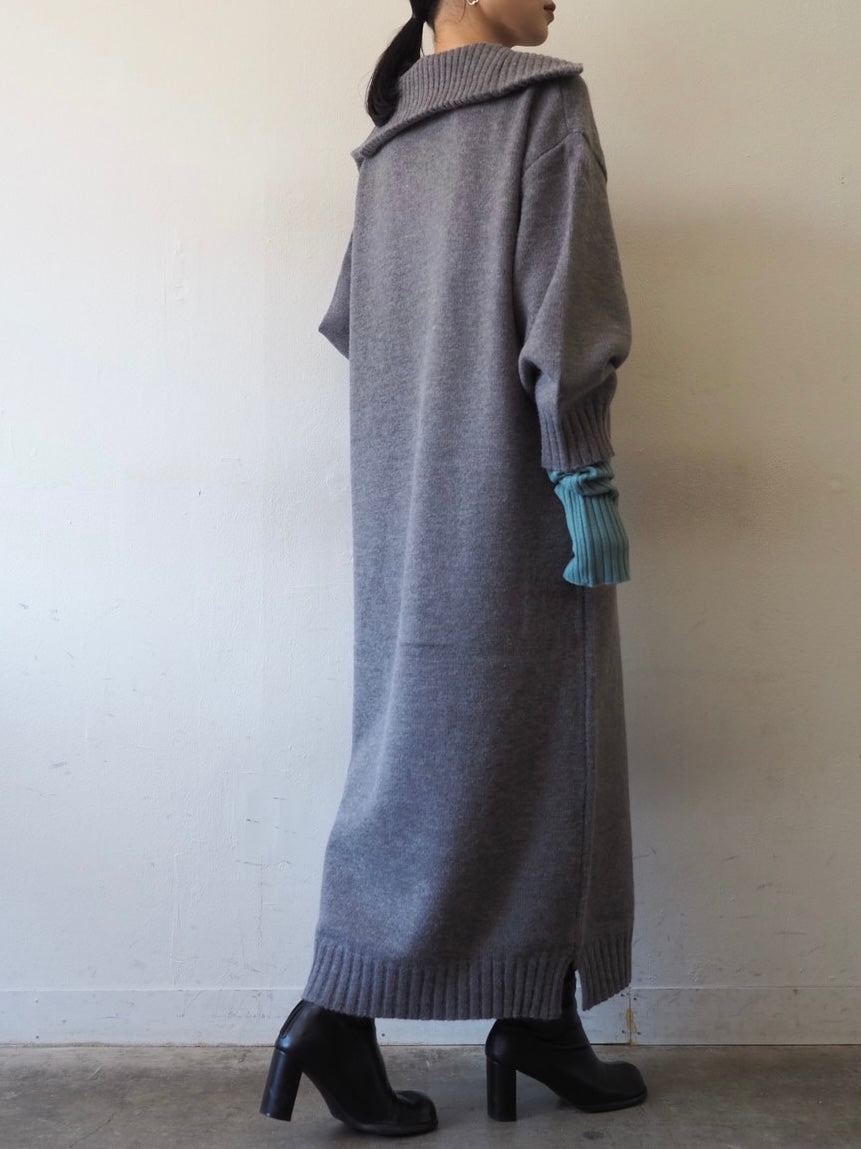 [Pre-order] Half-zip knit dress/gray