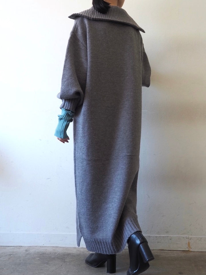 [Pre-order] Half-zip knit dress/gray