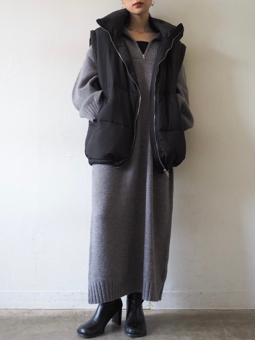 [Pre-order] Half-zip knit dress/gray