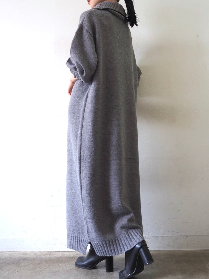 [Pre-order] Half-zip knit dress/gray