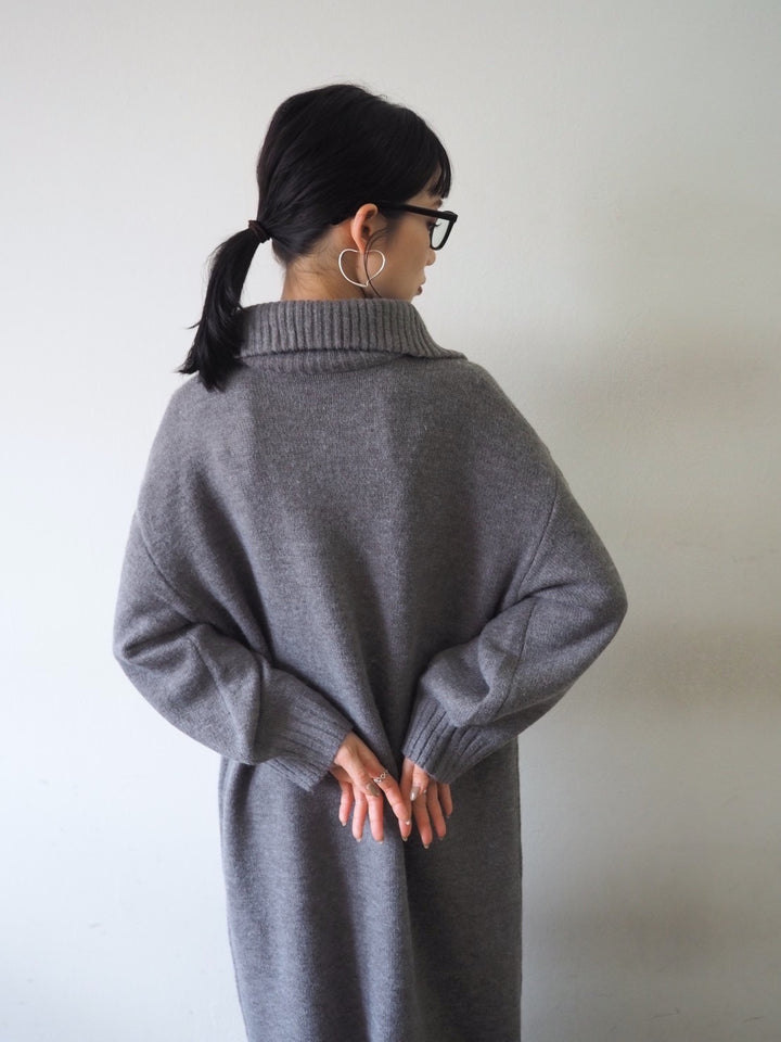 [Pre-order] Half-zip knit dress/gray