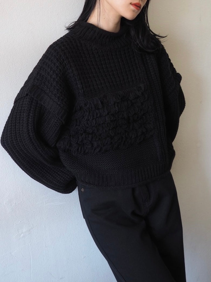[Pre-order] Bottleneck loop knit design knit/black