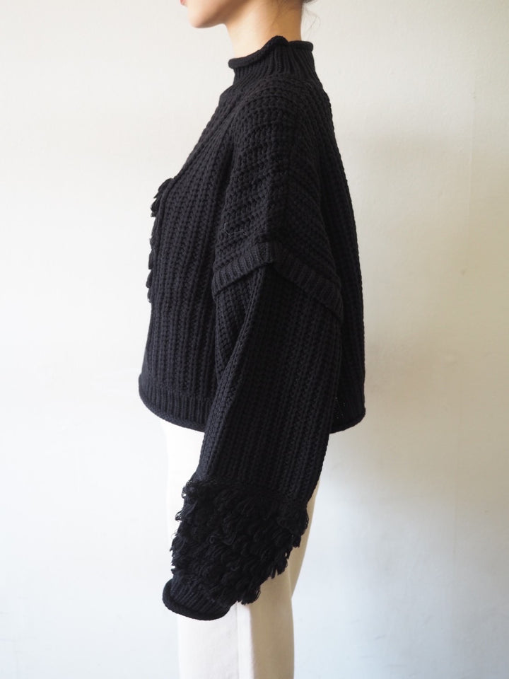 [Pre-order] Bottleneck loop knit design knit/black