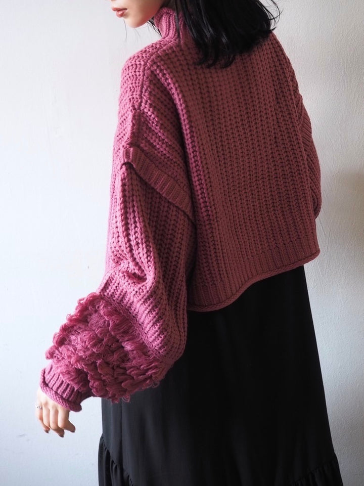 Bottleneck loop knit design knit/pink