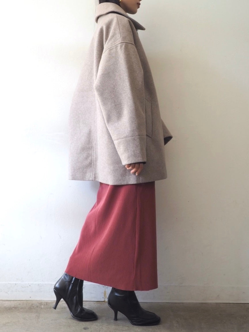 【預訂】羊毛觸感拉鍊襯衫外套/摩卡