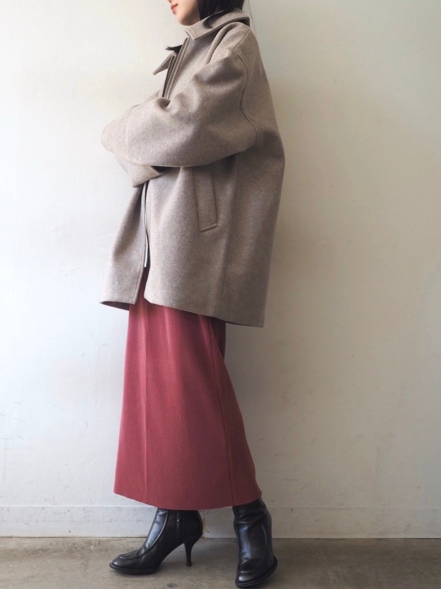 [Pre-order] Wool-touch zip shirt coat/mocha
